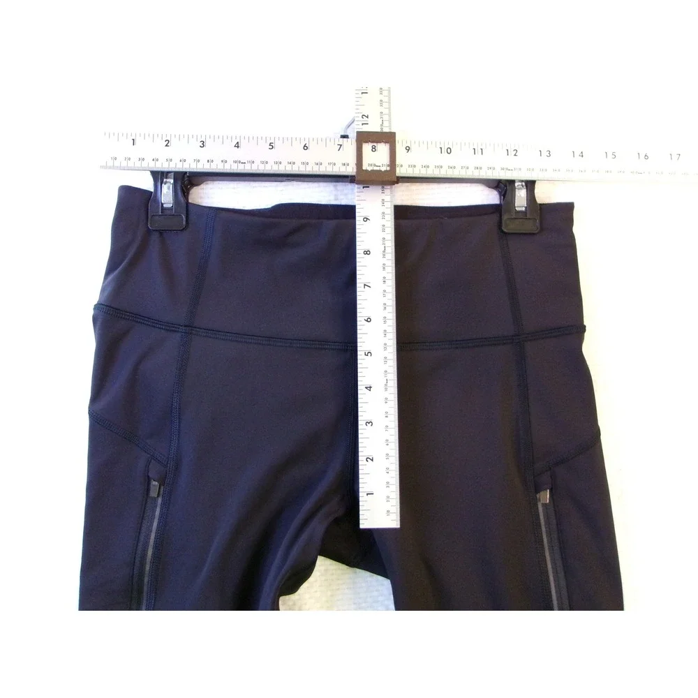 Athleta Rainier 7/8 Tight Leggings Black High‎ Rise Zip Pockets 985342 Womens M